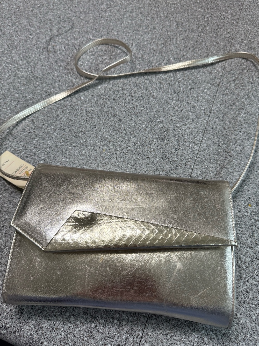 Saks Fifth Avenue Metallic Silver Envelope Crossbody Bag